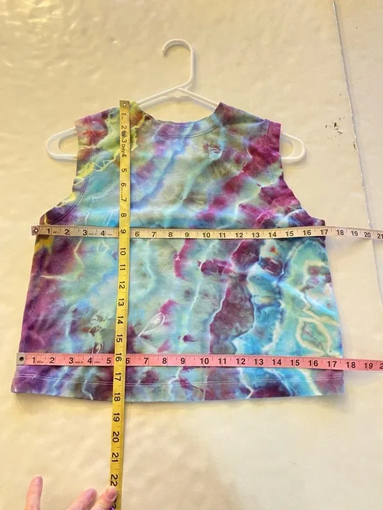 Upcycled Handmade Geode Tie Dye Tank Top Womens Size XS OOAK Ice Dye Blue Multi - Picture 3 of 6